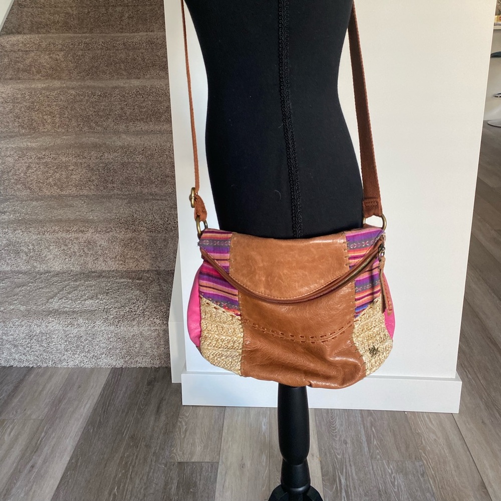 The Sak Leather and Crochet Purse